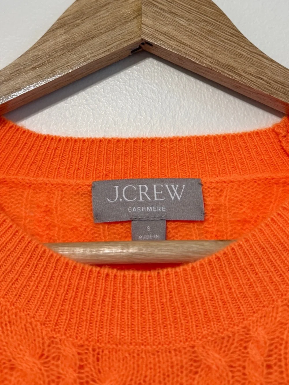 J. Crew Orange Cable-Knit Crewneck Sweater